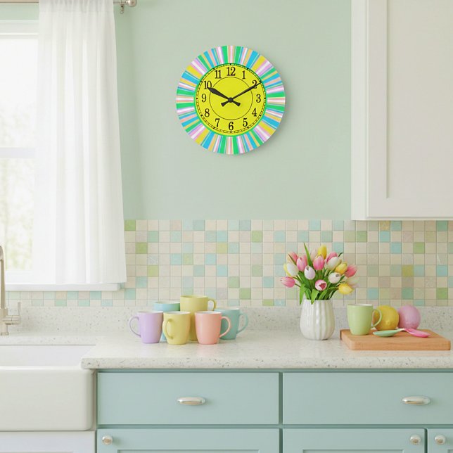 Reloj Redondo Grande Rayas pastel (Subido por el creador)
