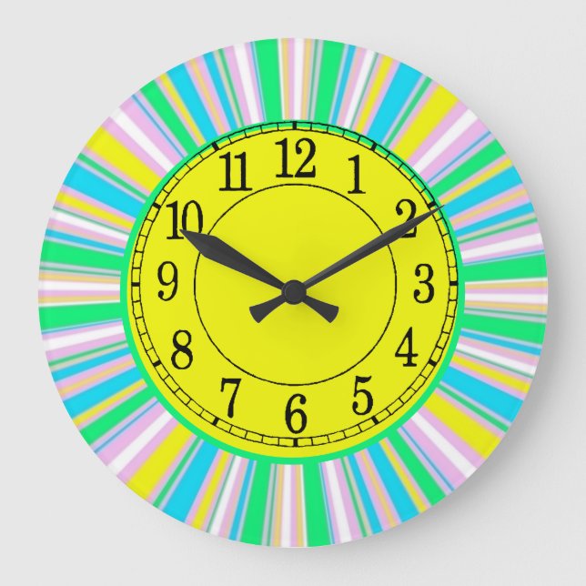 Reloj Redondo Grande Rayas pasteles (Anverso)