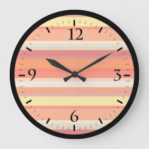 Reloj Redondo Grande Rayas rojas de naranja suave