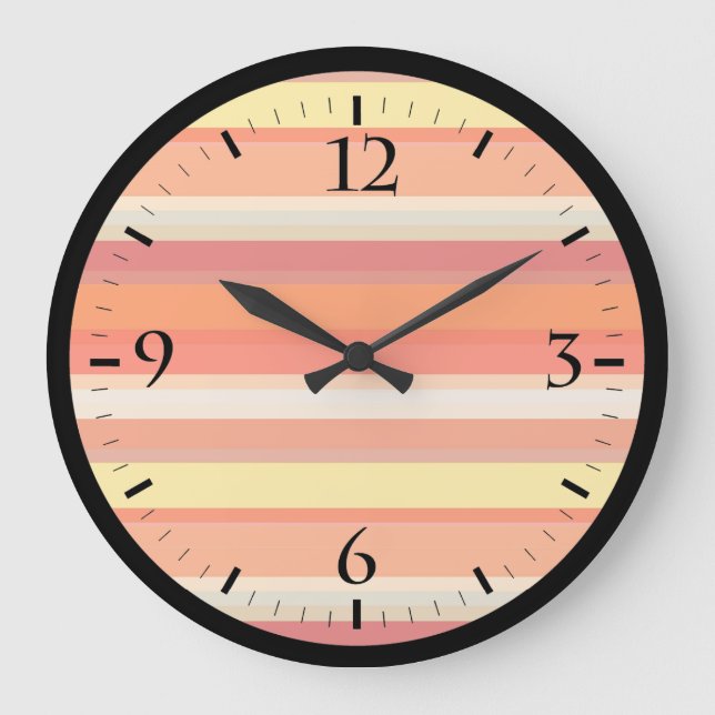 Reloj Redondo Grande Rayas rojas de naranja suave (Anverso)