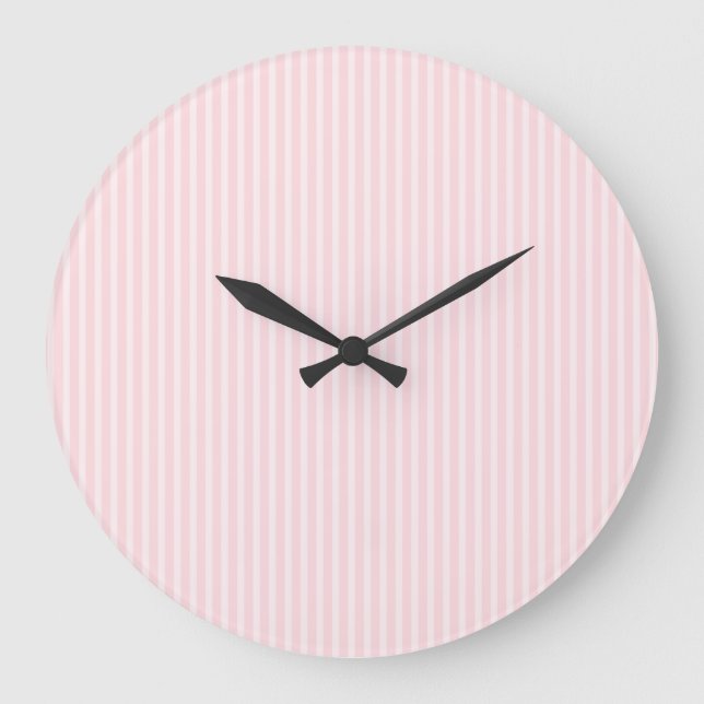 Reloj Redondo Grande Rayas rosadas Pastel. (Anverso)