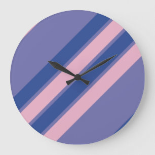 Reloj Redondo Grande Rayas rosadas y tonos de púrpura