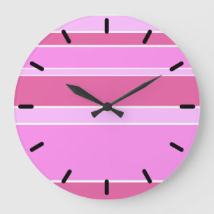 Reloj Redondo Grande Rayas rosas