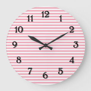 Reloj Redondo Grande Rayas rosas y blancas