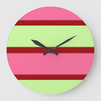 Reloj Redondo Grande Rayas rosas y menta