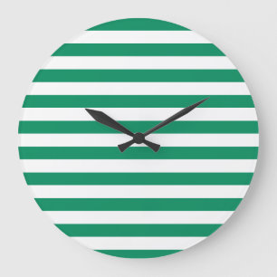 Reloj Redondo Grande Rayas Verde y blanco PERSONALIZABLE