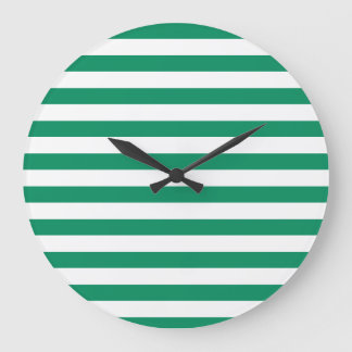 Reloj Redondo Grande Rayas | Verde y blanco | PERSONALIZABLE |