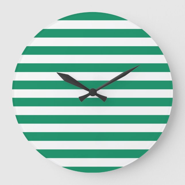 Reloj Redondo Grande Rayas | Verde y blanco | PERSONALIZABLE | (Anverso)