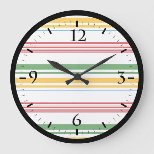 Reloj Redondo Grande Rayas verdes amarillas lindas