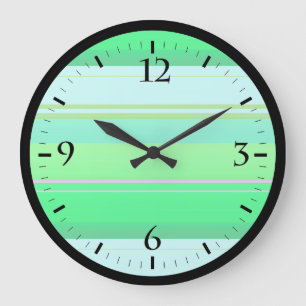 Reloj Redondo Grande Rayas verdes aqua lindas