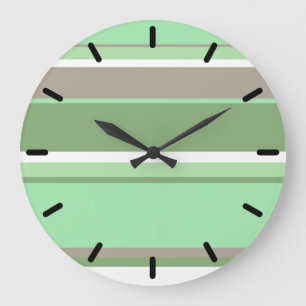 Reloj Redondo Grande Rayas verdes pálidas