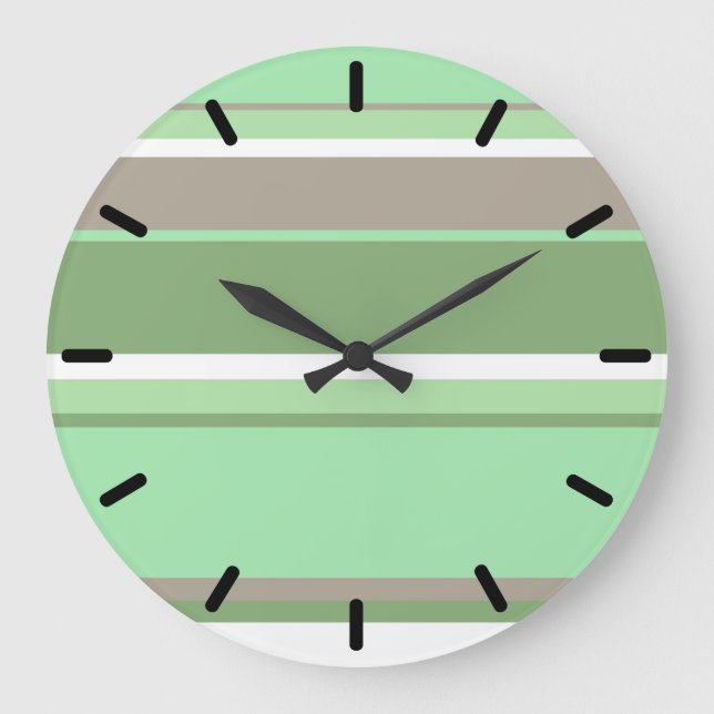 Reloj Redondo Grande Rayas verdes pálidas (Anverso)
