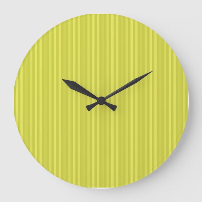 Reloj Redondo Grande Rayas Verticales Amarillo Brillante (Anverso)