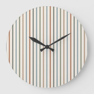 Reloj Redondo Grande Rayas verticales minimalistas en tonos terrosos bo