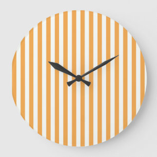 Reloj Redondo Grande Rayas verticales naranjas y blancas soleadas Estét