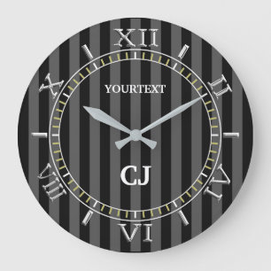 Reloj Redondo Grande Rayas verticales personalizadas de clase en un