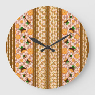 Reloj Redondo Grande Rayas y círculos de acuarela de piña