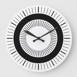 Reloj Redondo Grande Rayos concéntricos - negro sólido