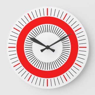 Reloj Redondo Grande Rayos Concéntricos - Rojo