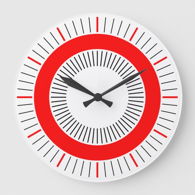 Reloj Redondo Grande Rayos Concéntricos - Rojo (Anverso)