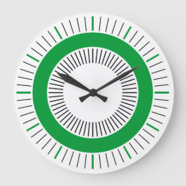 Reloj Redondo Grande Rayos Concéntricos - Verde de hierba sólida