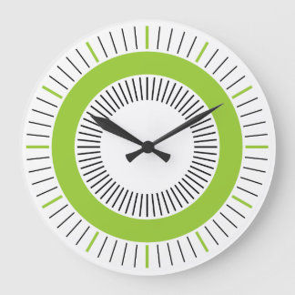 Reloj Redondo Grande Rayos Concéntricos - Verde marciano sólido