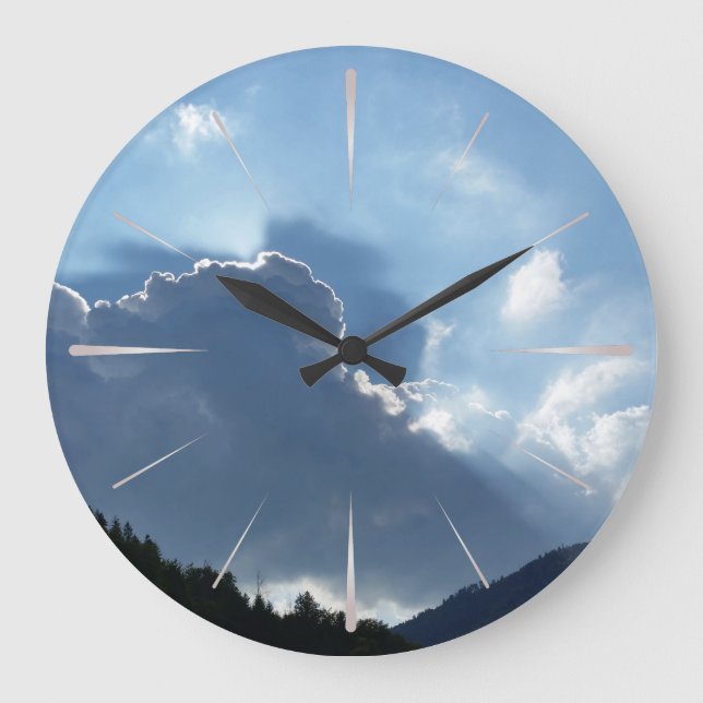 Reloj Redondo Grande rayos y nubes (Anverso)