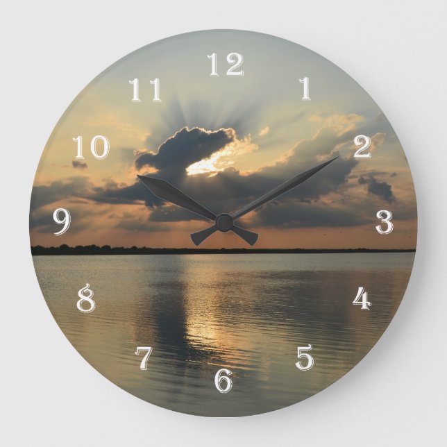 Reloj Redondo Grande Rays of Sun Sunset Wall Clock (Anverso)