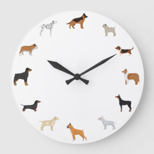 Reloj Redondo Grande Razas de perro de caricatura