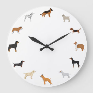 Reloj Redondo Grande Razas de perro de caricatura