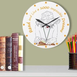 Reloj Redondo Grande Read and Live a 1000 Impossible Dreams