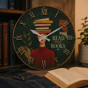 Reloj Redondo Grande Read More Books Library Readers Teachers Gift