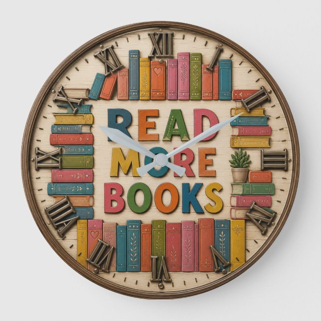 Reloj Redondo Grande Read More Books Reading Classroom  (Anverso)