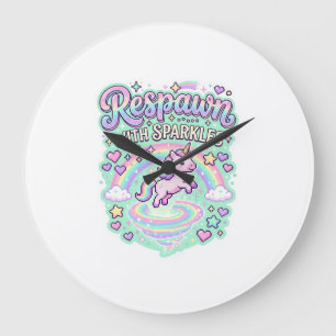 Reloj Redondo Grande Reaparición de Unicornio con Destellos Vector Prem