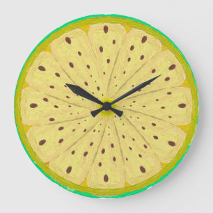 Reloj Redondo Grande Rebanada de cítrico vibrante limón lima Modo Fruta