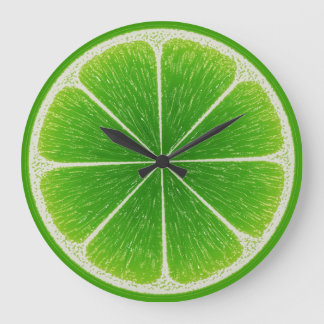 Reloj Redondo Grande Rebanada De Fruta De Cítricos Verdes