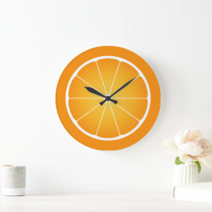 Reloj Redondo Grande Rebanada de fruta de naranja jugosa y fresca