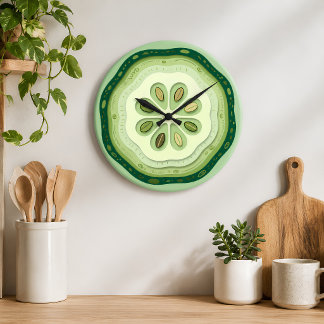 Reloj Redondo Grande Rebanada de pepino 