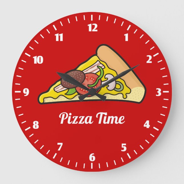 Reloj Redondo Grande Rebanada de pizza (Anverso)