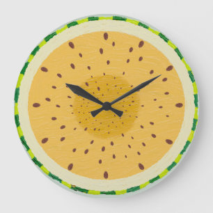Reloj Redondo Grande Rebanada de sandía amarilla vibrante Fruta pintada