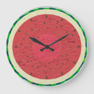 Reloj Redondo Grande Rebanada de sandía roja vibrante Fruta pintada