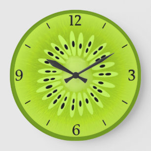 Reloj Redondo Grande Rebanada estilizada de la fruta del kiwi