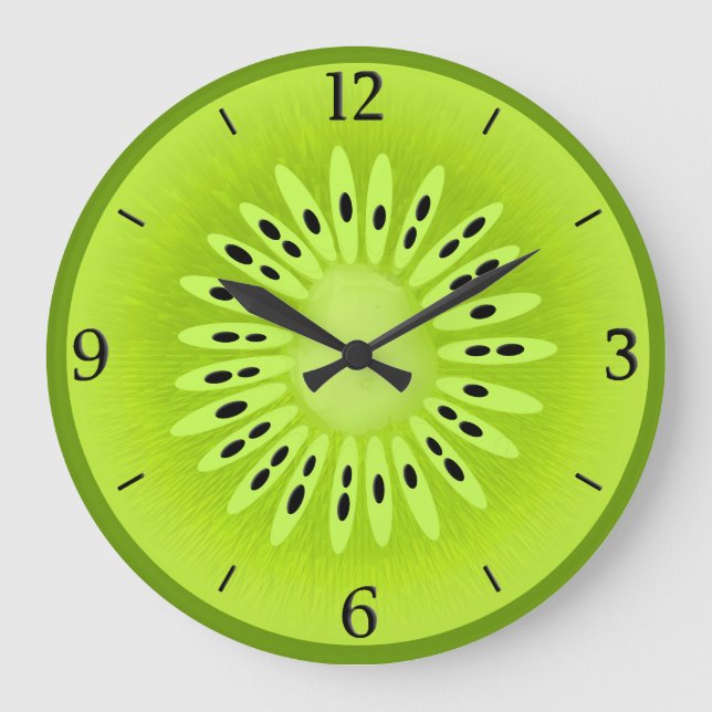 Reloj Redondo Grande Rebanada estilizada de la fruta del kiwi (Anverso)