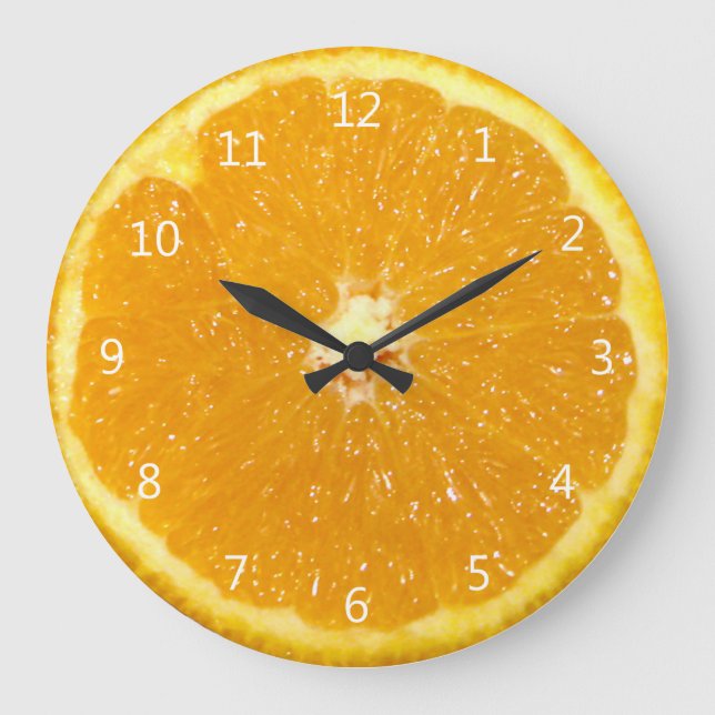 Reloj Redondo Grande Rebanada fresca de la fruta anaranjada (Anverso)