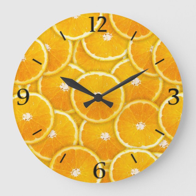 Reloj Redondo Grande rebanadas naranjas (Anverso)