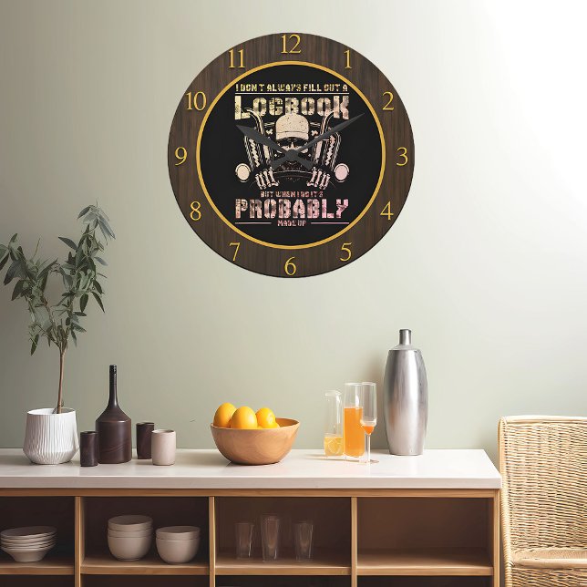 Reloj Redondo Grande Rebel Trucker Logbook humorístico (Subido por el creador)
