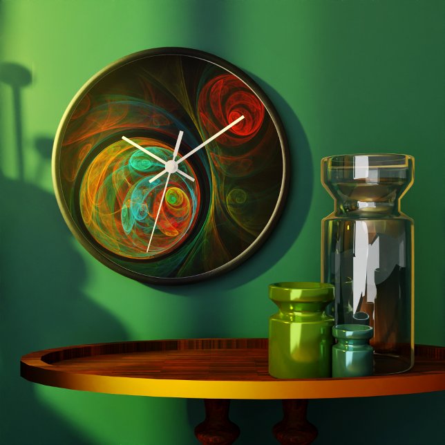 Reloj Redondo Grande Reborn Blue Abstract Ronda de Arte (Rebirth Blue Abstract Art Round Clock)