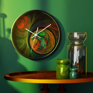 Reloj Redondo Grande Reborn Green Abstract Art Round