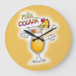 RELOJ REDONDO GRANDE RECETA DE COCTEL DE PINA COLADA ART