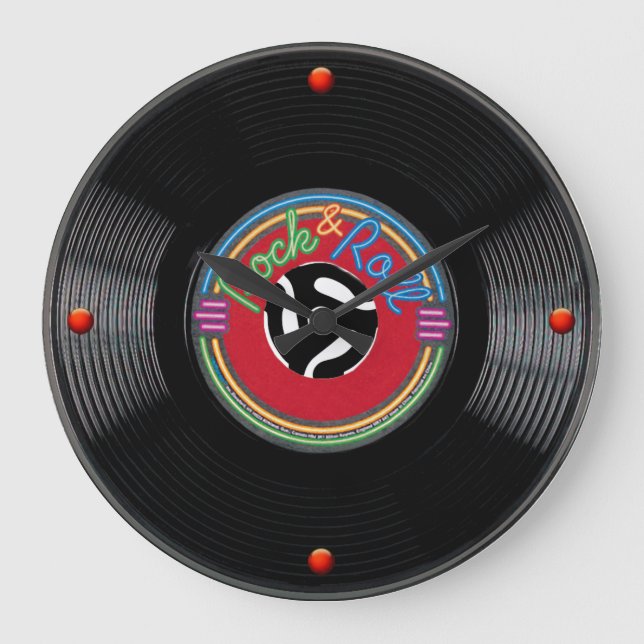Reloj Redondo Grande Récord Rock and Roll 45 (Anverso)